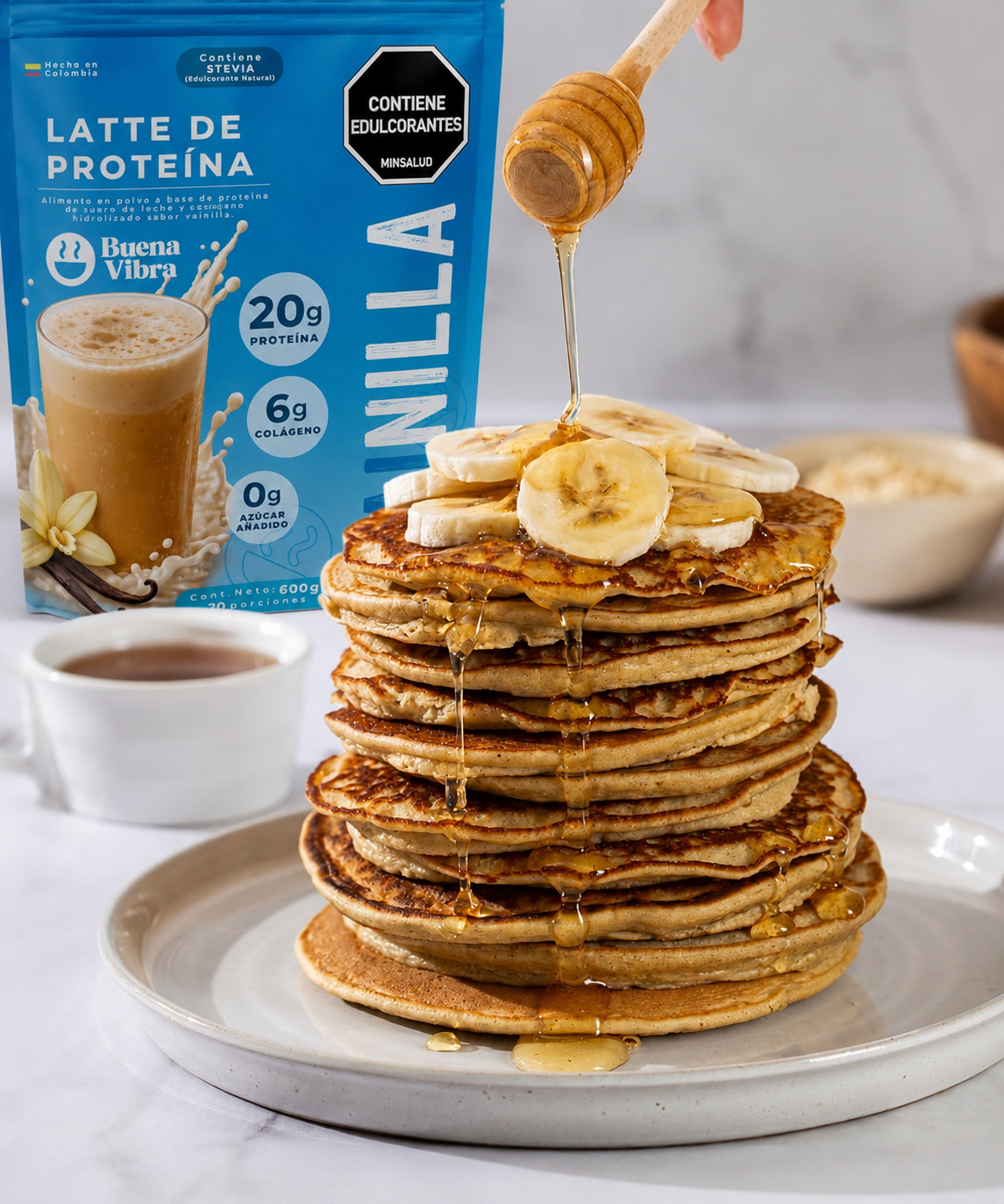 Pancakes Proteicos de Vainilla: 40g de Proteína