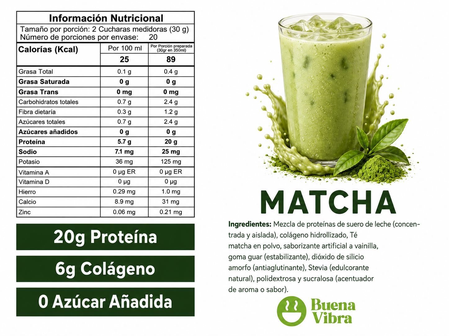 Matcha Latte de Proteína 600g